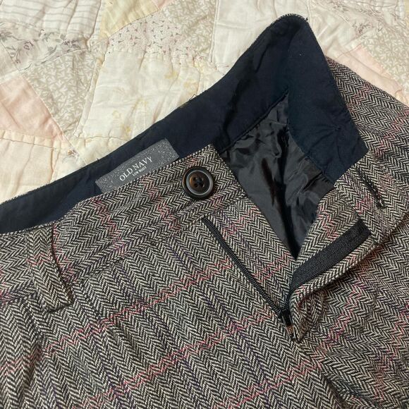 old navy vintage y2k wool lowrise micro mini brown plaid shorts size 2 - Picture 3 of 7